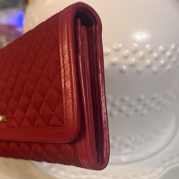 Prada Red Quilted Wallet with Leather Trim - Picture 4 of 15